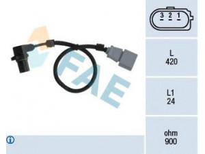 FAE 79199 jutiklis, alkūninio veleno impulsas; RPM jutiklis, variklio valdymas 
 Elektros įranga -> Jutikliai
955 606 147 00, 955 606 433 00