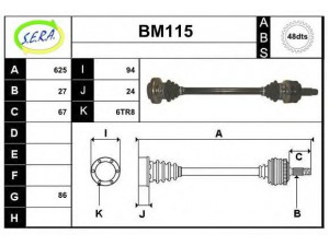 SERA BM115 kardaninis velenas 
 Ratų pavara -> Kardaninis velenas
33211227032, 33211227606