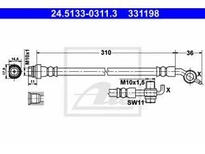 ATE 24.5133-0311.3 stabdžių žarnelė 
 Stabdžių sistema -> Stabdžių žarnelės
1380834, 1436637, 1452069, 1487147