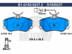 GALFER B1.G102-0237.2 stabdžių trinkelių rinkinys, diskinis stabdys 
 Techninės priežiūros dalys -> Papildomas remontas
5892313, 5892731, 793774