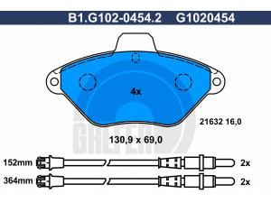 GALFER B1.G102-0454.2 stabdžių trinkelių rinkinys, diskinis stabdys 
 Techninės priežiūros dalys -> Papildomas remontas
4251 57, 4252 92, 95 667 787