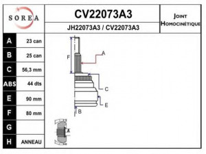 EAI CV22073A3K jungčių komplektas, kardaninis velenas