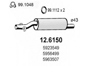 ASSO 12.6150 vidurinis duslintuvas 
 Išmetimo sistema -> Duslintuvas
172566, 172571, 172581, 172588