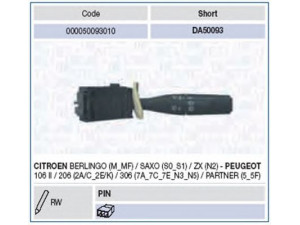 MAGNETI MARELLI 000050093010 vairo kolonėlės jungiklis 
 Vidaus įranga -> Rankinės/kojinės svirties sistema
96049597ZL, 6239G6, 6239G6