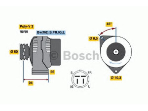 BOSCH 0 986 044 791 kintamosios srovės generatorius 
 Elektros įranga -> Kint. sr. generatorius/dalys -> Kintamosios srovės generatorius
31100-PH7-004, 31100-PH7-0040, 31100-PH7-014
