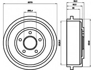 HELLA 8DT 355 300-431 stabdžių būgnas 
 Stabdžių sistema -> Būgninis stabdys -> Stabdžių būgnas
1334975, 1361302, 1361304, 2T141126CA