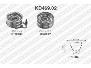 SNR KD469.02 paskirstymo diržo komplektas 
 Techninės priežiūros dalys -> Papildomas remontas
13503-64021, 13505-64012