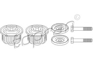 TOPRAN 400 536 montavimas, ašies rėmas 
 Ašies montavimas/vairavimo mechanizmas/ratai -> Ašies atrama/ašies korpusas/ašies montavimas -> Ašies atrama/važiuoklės subrėmas
124 350 03 41, 124 350 64 08