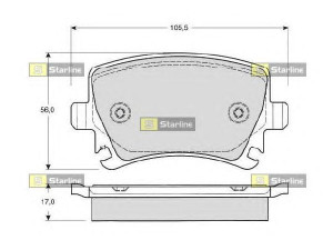 STARLINE BD S011SP stabdžių trinkelių rinkinys, diskinis stabdys 
 Techninės priežiūros dalys -> Papildomas remontas
1K0 698 451 G, 1K0698451G, 8E0 698 451 J