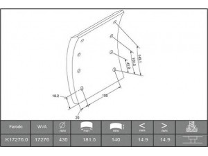 FERODO K17276.0TC stabdžių antdėklo rinkinys, būgninis stabdys
335 420 02 20, 335 420 29 20, 335 421 01 10