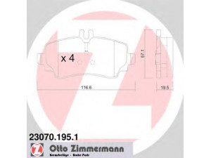 ZIMMERMANN 23070.195.1 stabdžių trinkelių rinkinys, diskinis stabdys 
 Techninės priežiūros dalys -> Papildomas remontas
414 420 0220