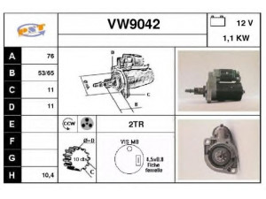 SNRA VW9042 starteris 
 Elektros įranga -> Starterio sistema -> Starteris
02A911023F, 02A911023FX