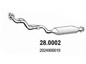 ASSO 28.0002 katalizatoriaus keitiklis 
 Išmetimo sistema -> Katalizatoriaus keitiklis
2024900019, 2024900119, 2024904119