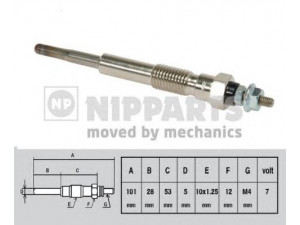 NIPPARTS J5712000 kaitinimo žvakė 
 Kibirkšties / kaitinamasis uždegimas -> Kaitinimo kaištis
19850-64010