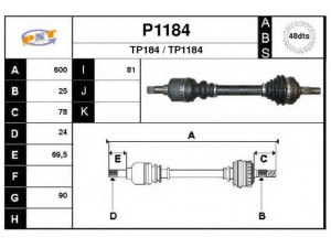 SNRA P1184 kardaninis velenas 
 Ratų pavara -> Kardaninis velenas
9643054380