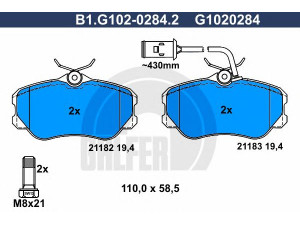 GALFER B1.G102-0284.2 stabdžių trinkelių rinkinys, diskinis stabdys 
 Techninės priežiūros dalys -> Papildomas remontas
9946023, 60760121, 9944814