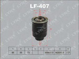 LYNXauto LF-407 kuro filtras 
 Techninės priežiūros dalys -> Papildomas remontas
23303-87309-000, 3252168, 5-13240-032-0