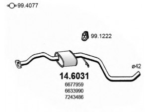 ASSO 14.6031 vidurinis duslintuvas 
 Išmetimo sistema -> Duslintuvas
1101707, 6595104, 6633990, 6677959