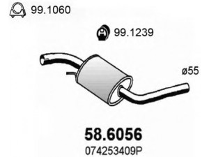 ASSO 58.6056 vidurinis duslintuvas 
 Išmetimo sistema -> Duslintuvas
074253409N, 074253409P, 074253409R