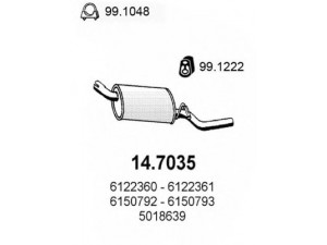 ASSO 14.7035 galinis duslintuvas 
 Išmetimo sistema -> Duslintuvas
5012412, 5018639, 6122360, 6122361