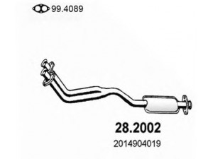 ASSO 28.2002 priekinis duslintuvas 
 Išmetimo sistema -> Duslintuvas
2014900620, 2014904019, 2014904519