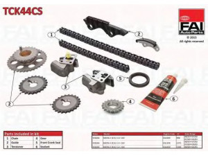 FAI AutoParts TCK44CS pavaros grandinės komplektas 
 Variklis -> Variklio uždegimo laiko reguliavimo kontrolė -> Sinchronizavimo grandinė/įtempiklis/kreiptuvas -> Pavaros grandinės komplektas
1302841B00, 1302841B10