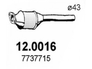 ASSO 12.0016 katalizatoriaus keitiklis 
 Išmetimo sistema -> Katalizatoriaus keitiklis
46433199, 46520012, 46534352, 46763161