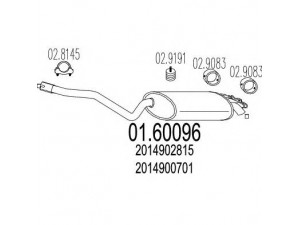 MTS 01.60096 galinis duslintuvas 
 Išmetimo sistema -> Duslintuvas
2014900701, 2014902815