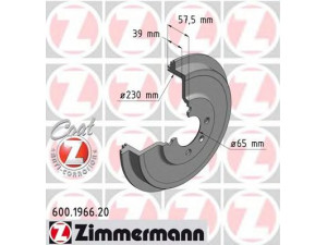 ZIMMERMANN 600.1966.20 stabdžių būgnas 
 Stabdžių sistema -> Būgninis stabdys -> Stabdžių būgnas
6K9 609 617