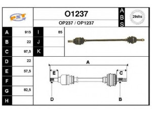 SNRA O1237 kardaninis velenas 
 Ratų pavara -> Kardaninis velenas
26029827, 374221