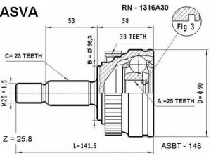ASVA RN-1316A30 jungčių komplektas, kardaninis velenas 
 Ratų pavara -> Sujungimai/komplektas
7701351948