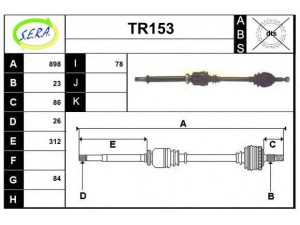 SERA TR153 kardaninis velenas 
 Ratų pavara -> Kardaninis velenas
6001548720, 8200261841, 8200270510