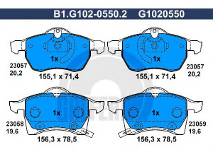 GALFER B1.G102-0550.2 stabdžių trinkelių rinkinys, diskinis stabdys 
 Techninės priežiūros dalys -> Papildomas remontas
16 05 009, 16 05 035, 16 05 957