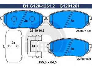 GALFER B1.G120-1261.2 stabdžių trinkelių rinkinys, diskinis stabdys 
 Techninės priežiūros dalys -> Papildomas remontas
58101-3JA50