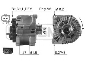 ERA 210634 kintamosios srovės generatorius 
 Elektros įranga -> Kint. sr. generatorius/dalys -> Kintamosios srovės generatorius
0061519001, 2607960