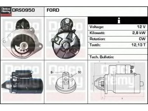 DELCO REMY DRS0950N starteris 
 Elektros įranga -> Starterio sistema -> Starteris
110461, 1653206, 5003643, 715F11000MA