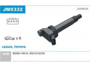 JANMOR JM5332 ritė, uždegimas 
 Kibirkšties / kaitinamasis uždegimas -> Uždegimo ritė
90080-19016, 90919-02234