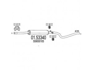 MTS 01.53340 vidurinis duslintuvas 
 Išmetimo sistema -> Duslintuvas
559000105