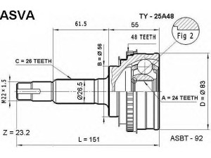 ASVA TY-25A48 jungčių komplektas, kardaninis velenas 
 Ratų pavara -> Sujungimai/komplektas
43410-12411, 43410-20581, 43410-20582