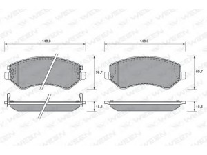 WEEN 151-1510 stabdžių trinkelių rinkinys, diskinis stabdys 
 Techninės priežiūros dalys -> Papildomas remontas
05019984AA, 05066427AA, 05096349AA