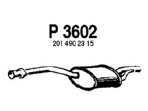 FENNO P3602 vidurinis duslintuvas 
 Išmetimo sistema -> Duslintuvas
2014900015, 2014900915, 2014901001