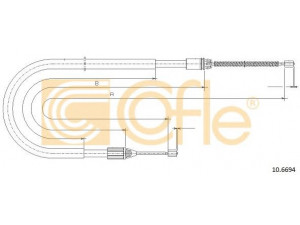 COFLE 10.6694 trosas, stovėjimo stabdys 
 Stabdžių sistema -> Valdymo svirtys/trosai
7700424923, 7700834652