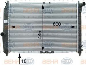 HELLA 8MK 376 762-661 radiatorius, variklio aušinimas 
 Aušinimo sistema -> Radiatorius/alyvos aušintuvas -> Radiatorius/dalys
96443477, 96536525, 96817344, P96536525