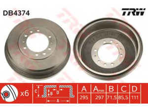 TRW DB4374 stabdžių būgnas 
 Stabdžių sistema -> Būgninis stabdys -> Stabdžių būgnas
43206G9800