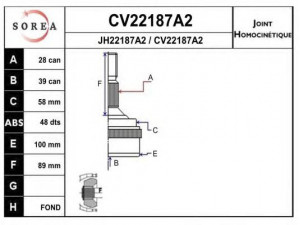 EAI CV22187A2K jungčių komplektas, kardaninis velenas 
 Ratų pavara -> Sujungimai/komplektas