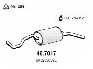 ASSO 46.7017 galinis duslintuvas 
 Išmetimo sistema -> Duslintuvas
6K5253609E, 6K5253609P
