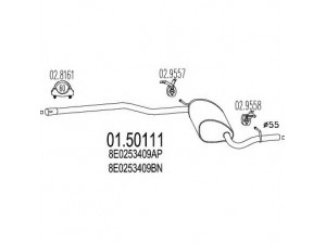 MTS 01.50111 vidurinis duslintuvas 
 Išmetimo sistema -> Duslintuvas
8E0253409AP, 8E0253409AR, 8E0253409BH