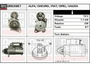 DELCO REMY DRS3987 starteris 
 Elektros įranga -> Starterio sistema -> Starteris
71748653, 55556092, 55556093, 55576980