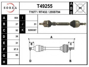 EAI T49255 kardaninis velenas 
 Ratų pavara -> Kardaninis velenas
8200387559