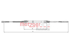 METZGER 10.7493 trosas, stovėjimo stabdys 
 Stabdžių sistema -> Valdymo svirtys/trosai
3A0 609 721, 3A0 609 721B